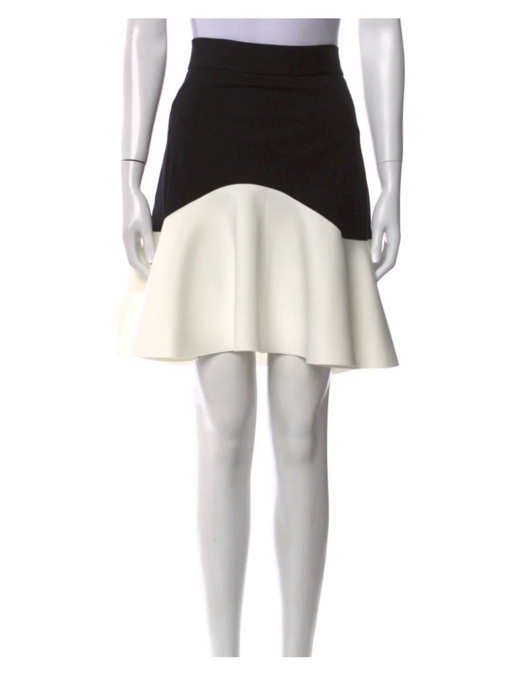 Amen Italy Black & Ivory Structured Flounce Mini Skirt | Lined | Size 44